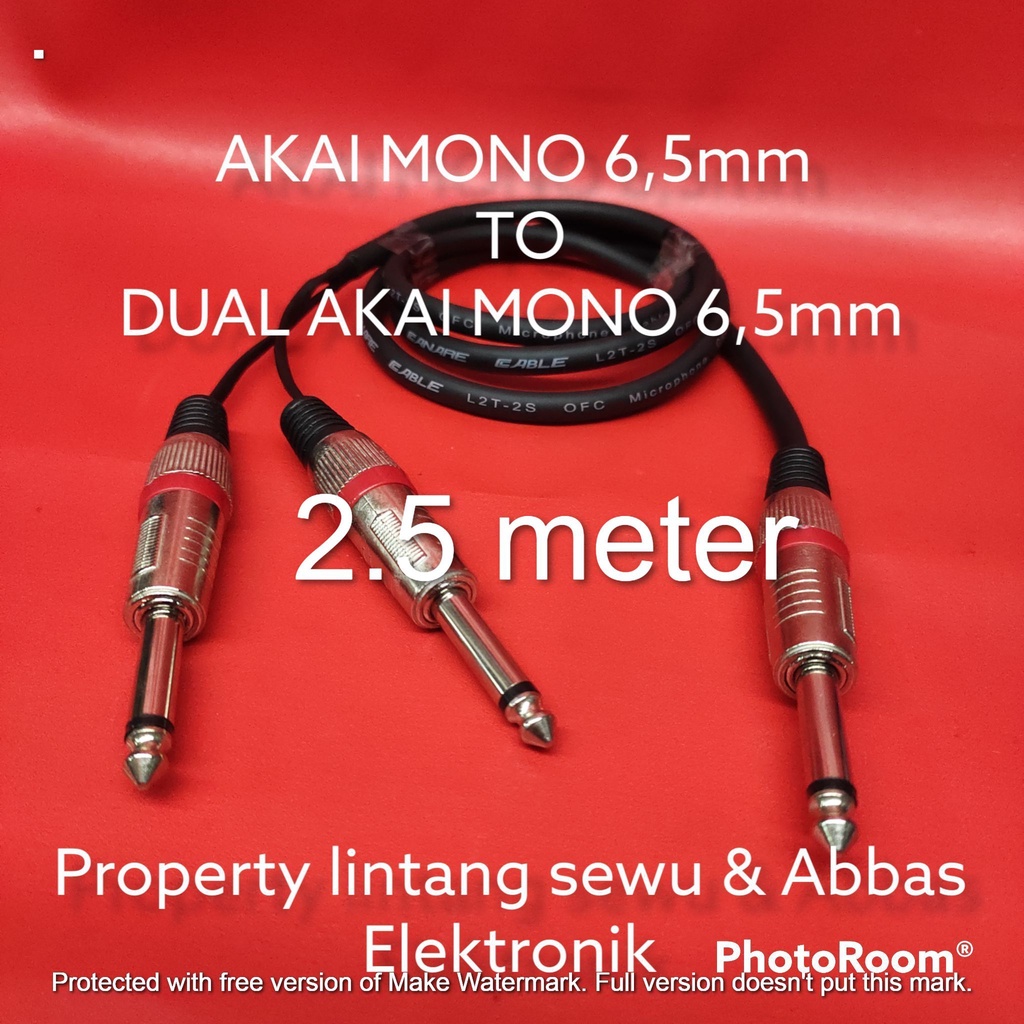 KABEL JEK AKAI 6,5MM TO DUAL AKAI MONO 6.5MM PANJANG 2.5 METER