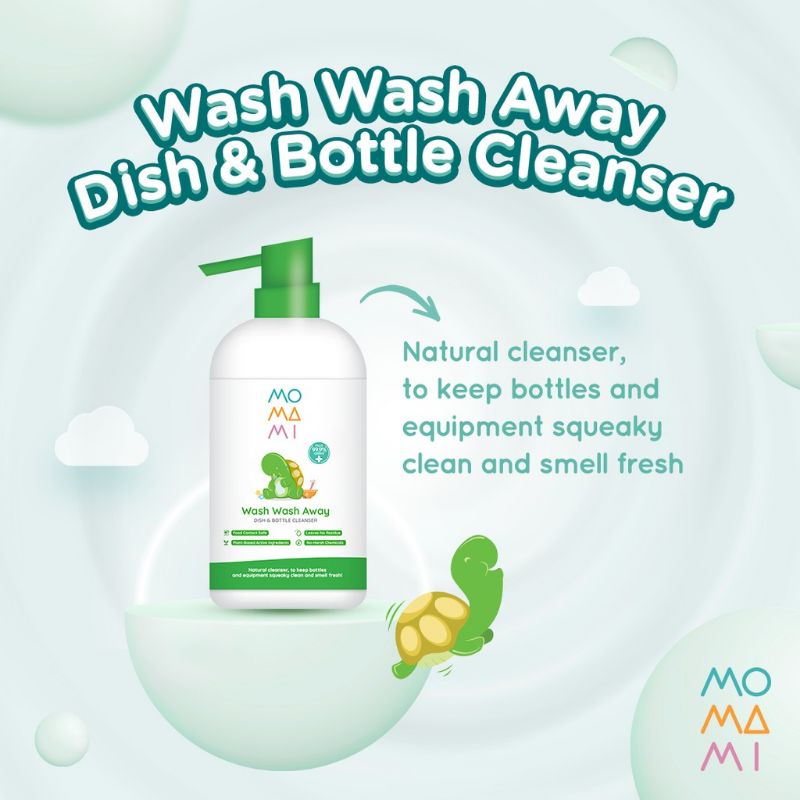 Momami Wash Wash Away Dish &amp; Bottle Cleanser 500ml - Sabun Cuci Botol Bayi