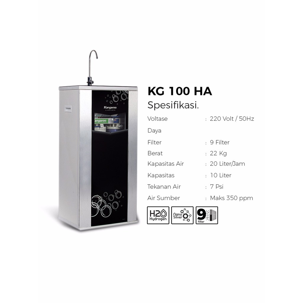 RO Water Purifer Air Hidrogen Kangaroo KG100HA Hidup Sehat Dengan Air Berkualitas