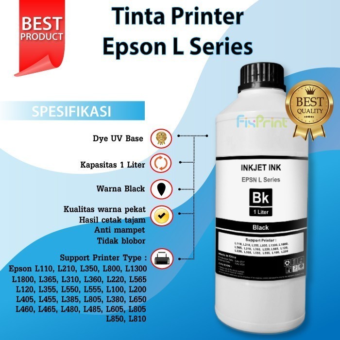Tinta Epson L Series Pengganti 664 003 1 Liter Refill Ink Printer L110 L120 L121 L210 L220 L300 L310 L350 L355 L360 L365 L380 L385 L405 L485 L550 L555 L565