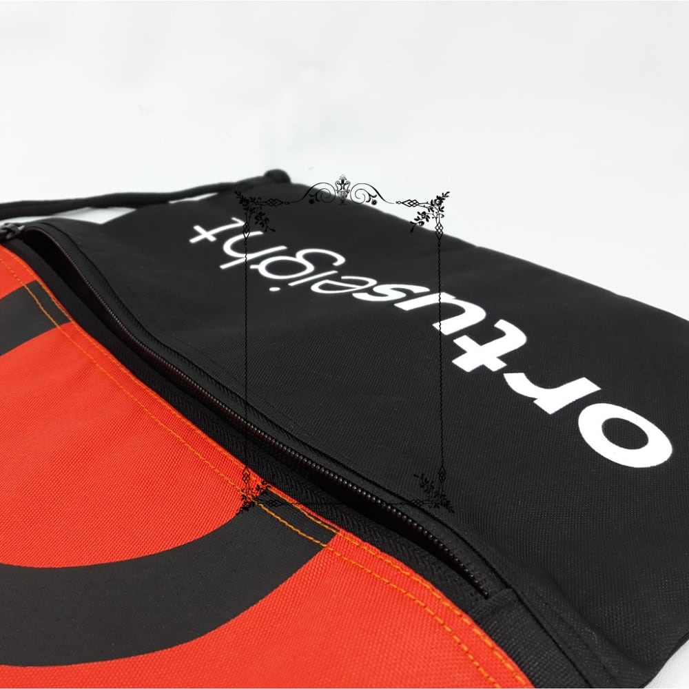 Murah Tas Serut String Bag Olahraga Gymsack Futsal Sepakbola Ortus Orange Hitam Keren