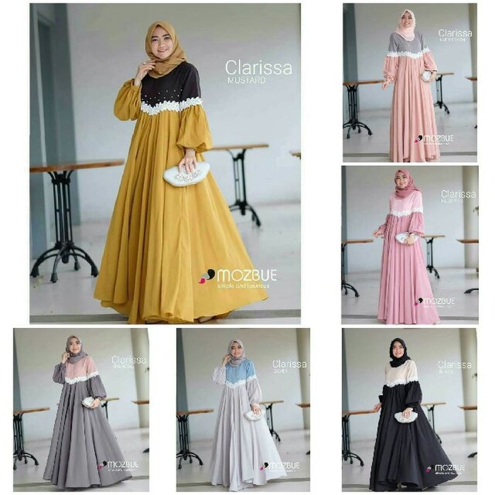 Baju Gamis Wanita Terbaru / Dress Muslim / Baju Gamis Murah Cewek Clarissa Maxi BOM 155