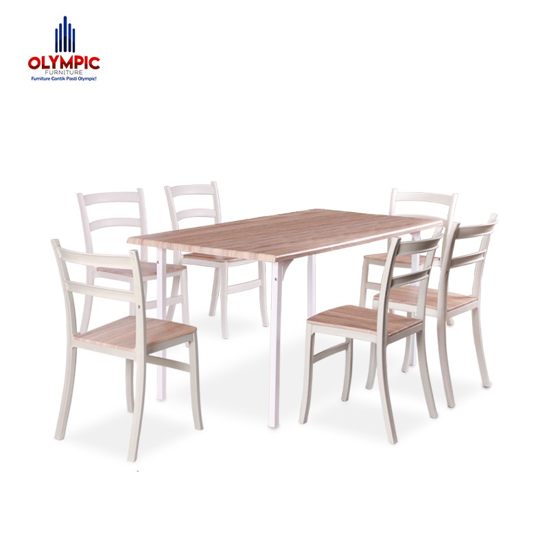  Olympic  Dinning Table Meja Makan Kayu  Include Kursi  6Pcs 