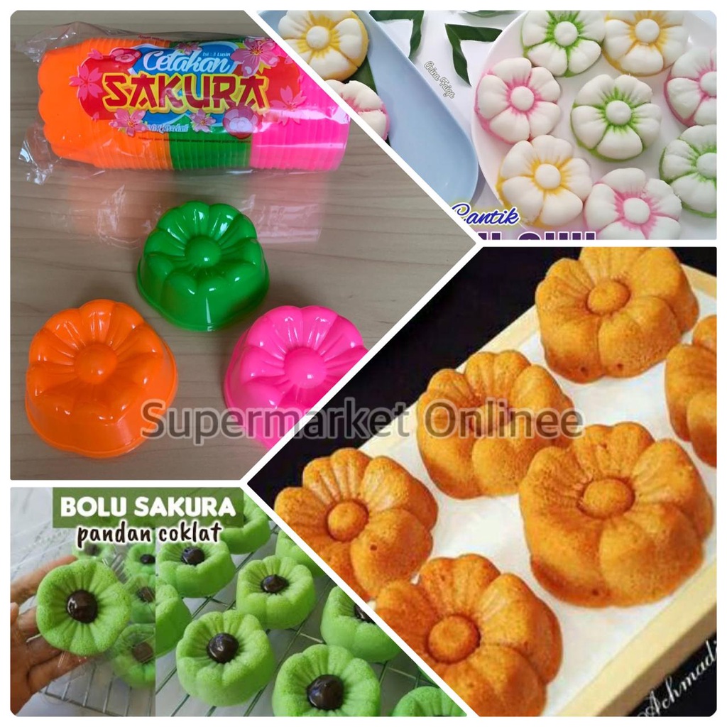 Cetakan Kue Agar Ager Loyang Mini Cup Jelly Coklat Puding Cake Mold Sakura Isi 12pcs