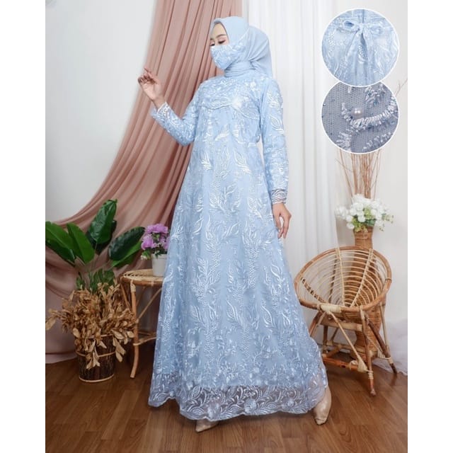 Baju Pesta Wanita Muslim Kondangan Brukat Mewah Elegan Gaun Muslimah Terbaru 2021 2022 Maxy Almira J