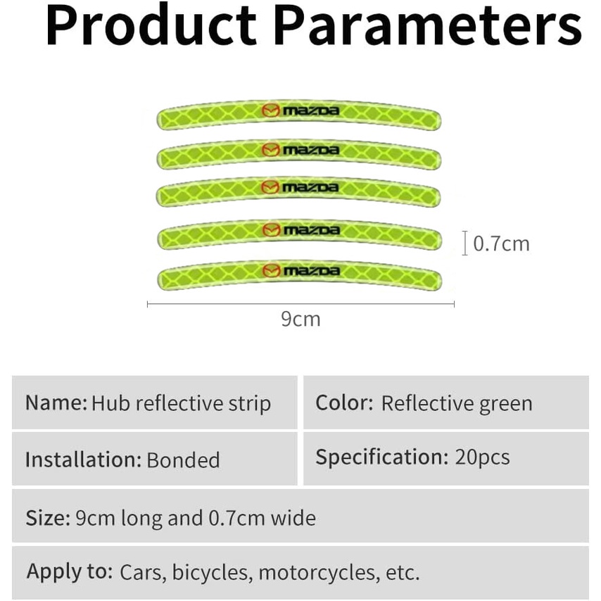 Mazda 20 Lembar Stiker strip Reflektif Untuk Dekorasi Ban Mobil 2 cx5 rx7 interplay 323 biante familia
