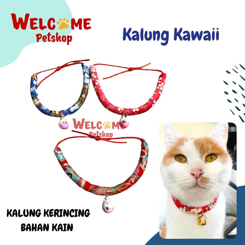 Kalung Kawaii Kucing Anjing Kelinci Collar Necklace Leher Kerincing