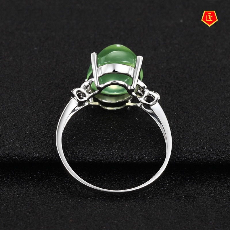 [Ready Stock]Elegant Green Opal Double Butterfly Ring Fashionable and Elegant