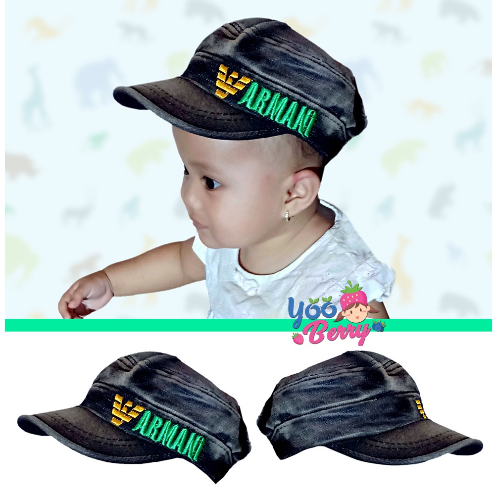 Berry Mart Topi Bayi &amp; Balita Anak Komando Washed Jeans Denim Keren Berry Mart