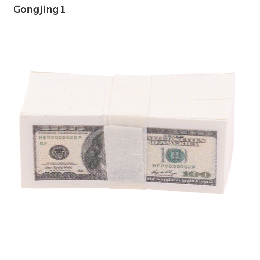 Gongjing 1 / 100 Lembar / Set Miniatur Uang Dollar Amerika Skala 1: 12 Untuk Aksesoris Rumah Boneka