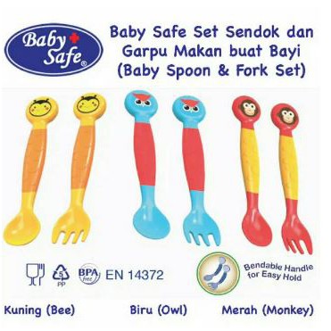 Babysafe Baby Safe Baby Spoon and Fork SK003 Sendok Garpu 4m+