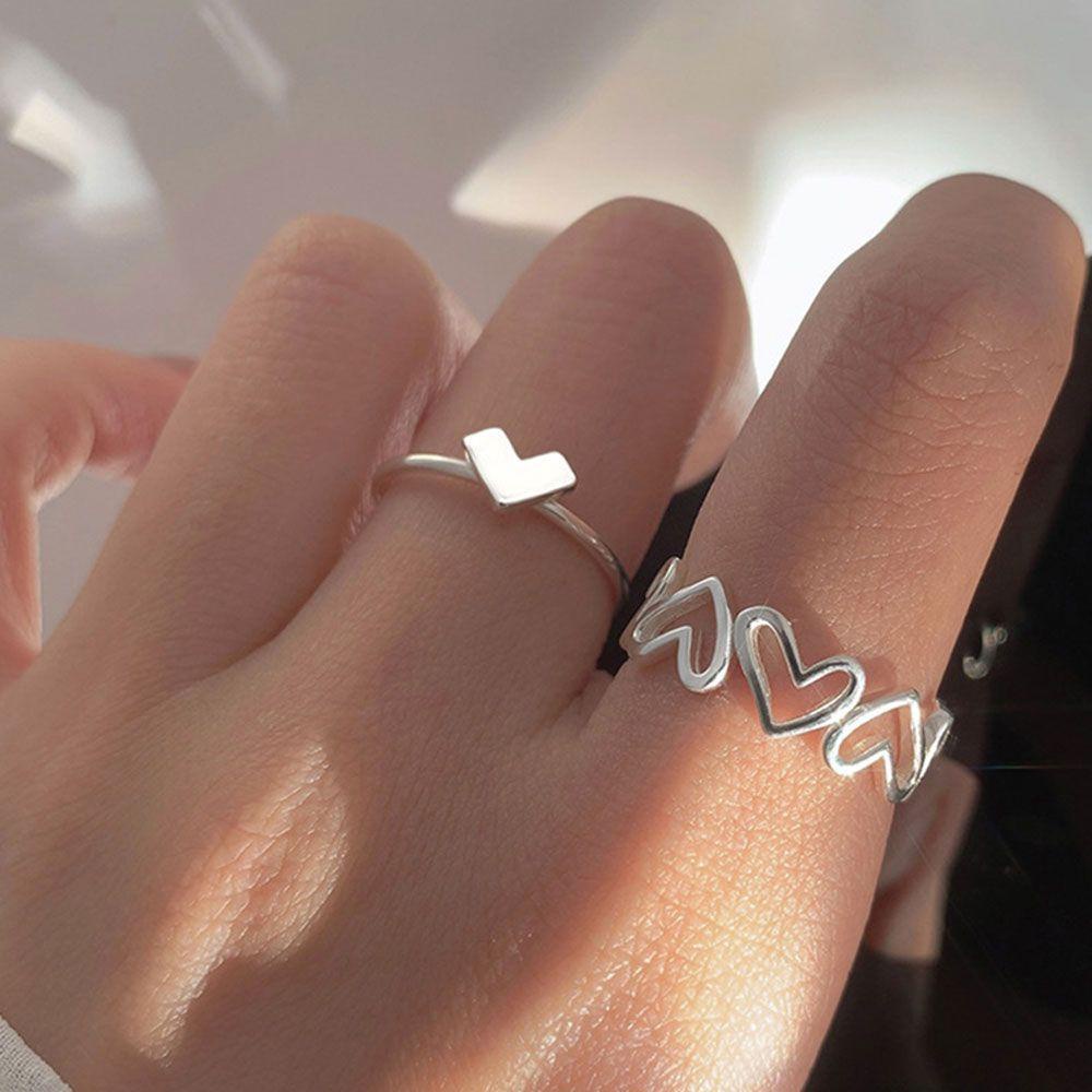 PREVA Open Ring New Party Accessories Silver Color Heart Shape