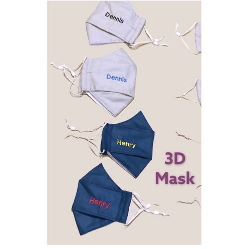 Fawn’G Handmade - Masker 3D Bordir Nama initial / Masker Kain custom