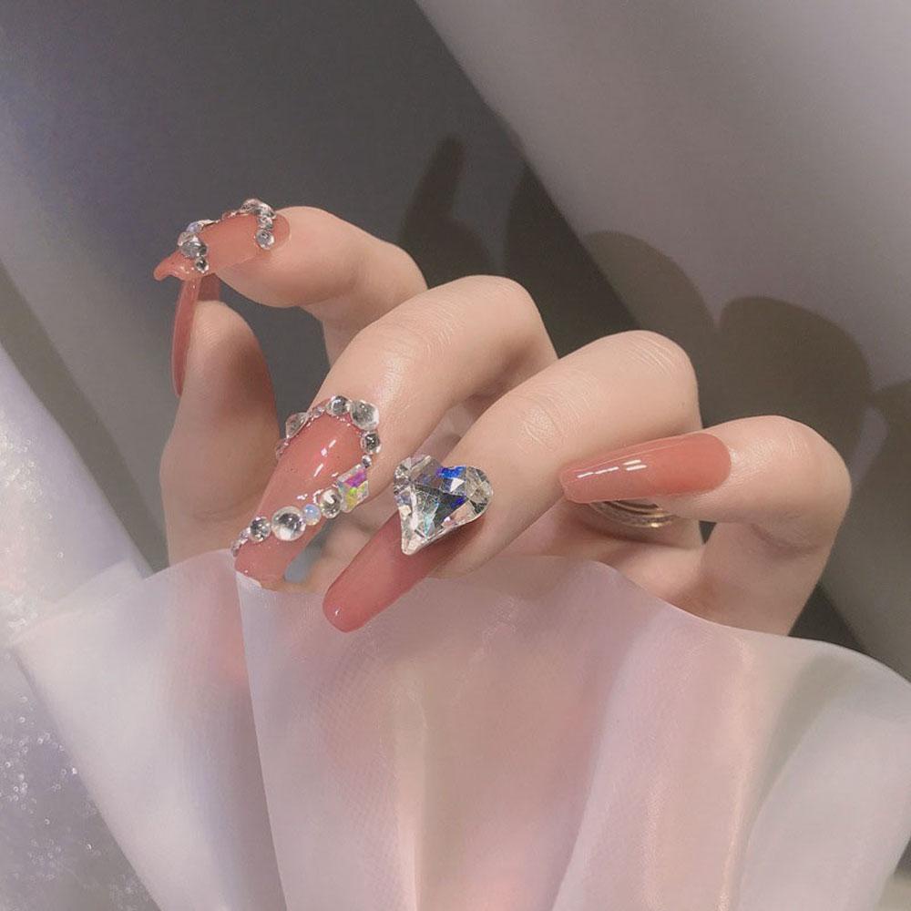 AUGUSTINA Agustina Ikatan Simpul Nail Art Dekorasi Pesona Flash Mutiara Cinta Bengkok Peach Hati DIY Ornamen