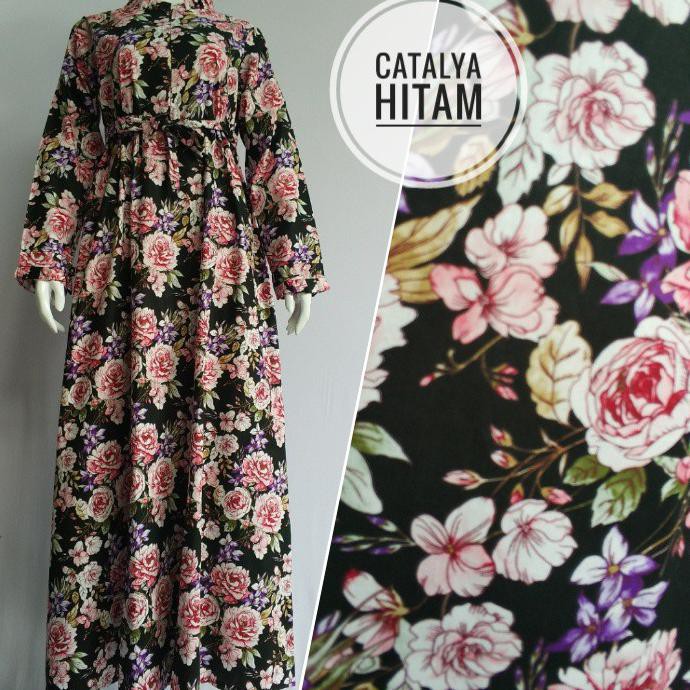 populer Gamis Katun Jepang Original Terbaru Cantik Kekinian Baju Muslim Wanita Dewasa Motif Bunga