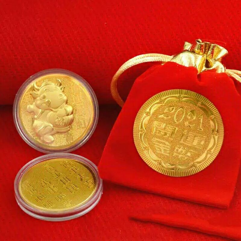 Angpao Koin gold pouch merah shio kerbau