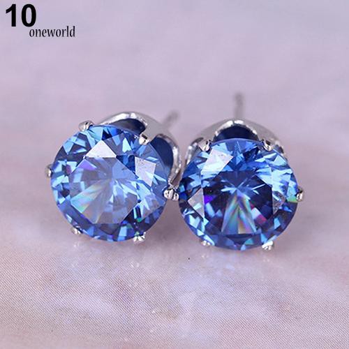 [ONE] Unisex Ear Studs Elegan Semua Pertandingan Cubic Zirconia Bulat Anting Indah Untuk Pacaran