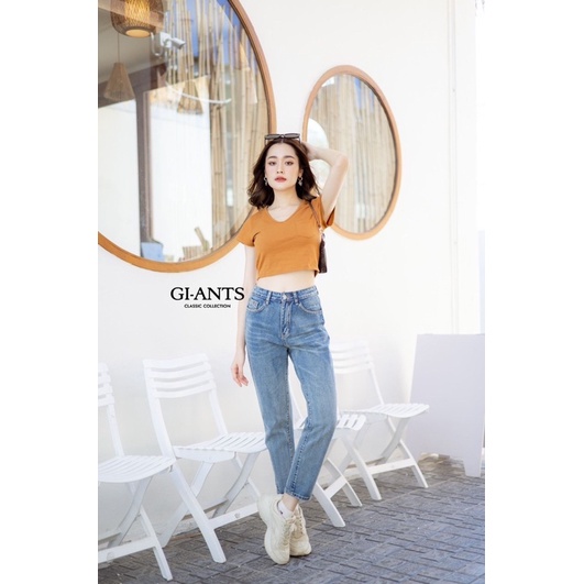 ATASAN GIANTS BASIC MODEL CROP V NECK KANTONG (BJGB306)