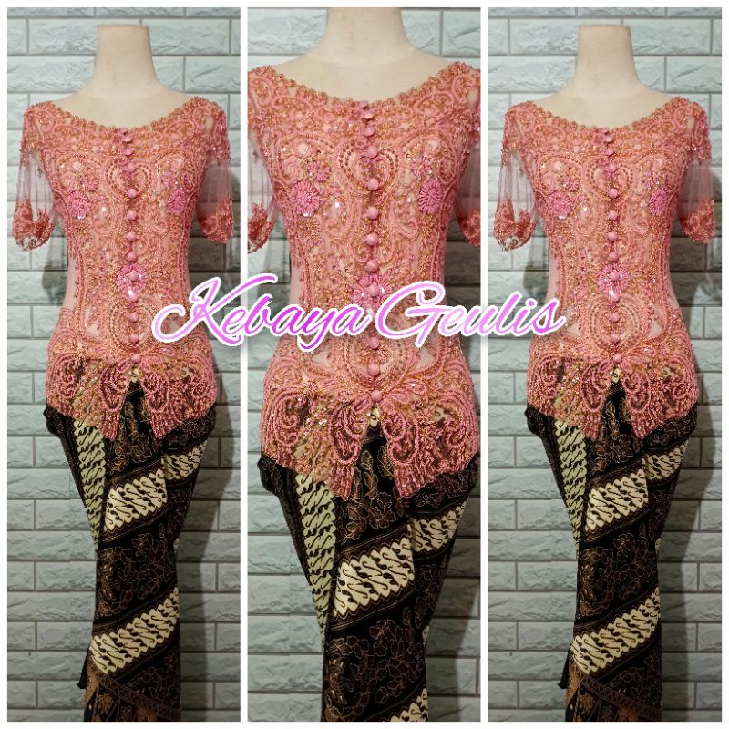 set kebaya pesta kebaya wisuda kebaya abege kerah sabrina lengan pendek dan rok lilit