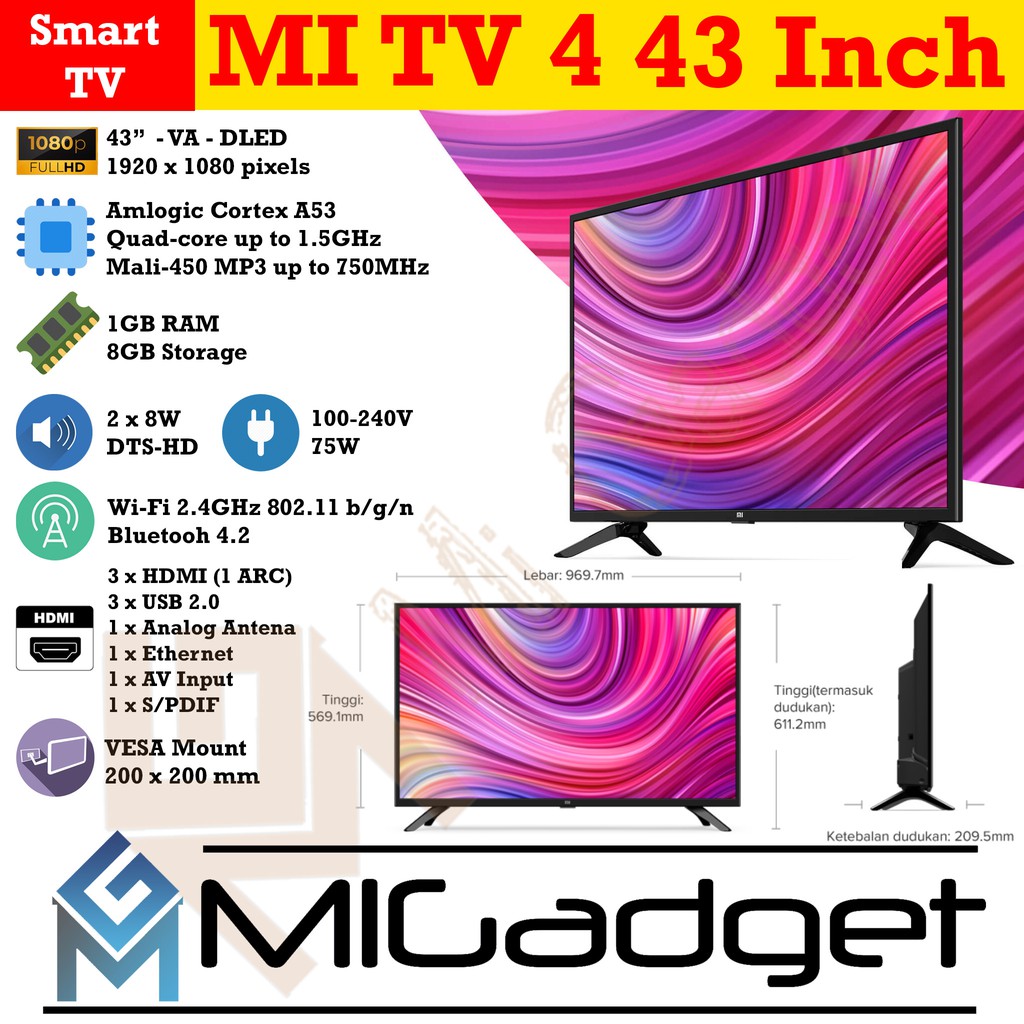 Xiaomi Mi TV 4 43 Inch MiTV 4 43 Mi Led TV 43 Inch Full HD Android Smart TV