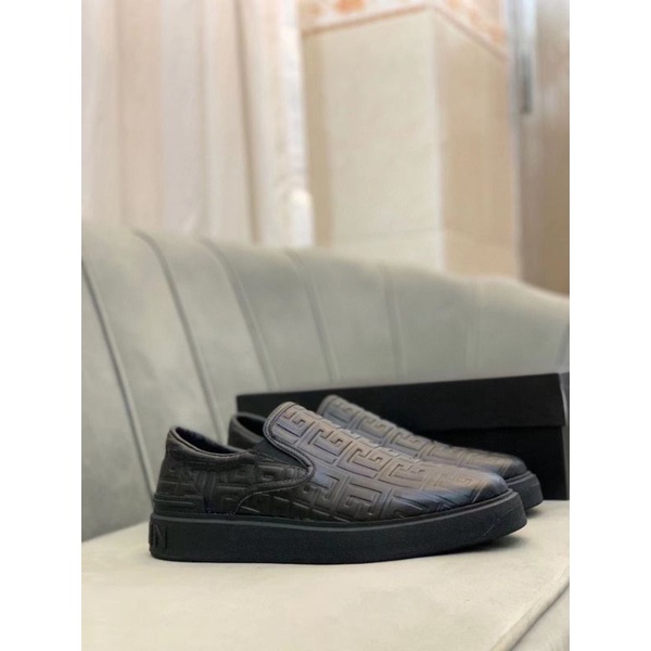 sepatu pria sneaker slip on balma1n men shoes cowok slide kulit asli hitam mirror P1SHOES vip