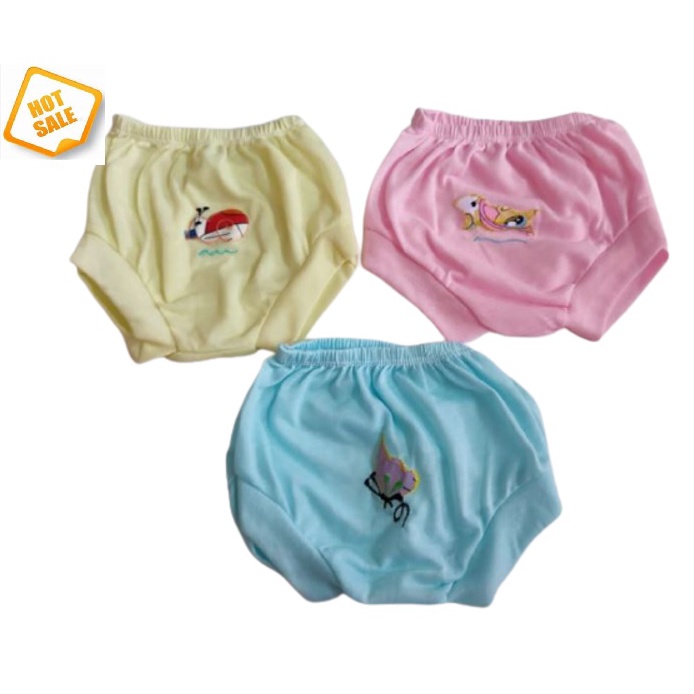 1 LUSIN REB Sablon celana segitiga pendek bayi pink biru kuning reb M aplikasi