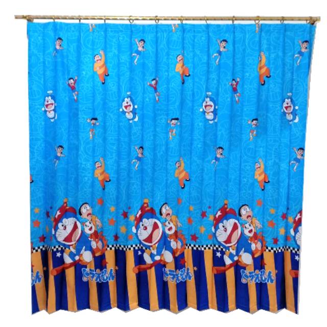 Gorden jendela lebar/besar kaca depan Ruang tamu Doraemon Evolution 200 x 190 cm
