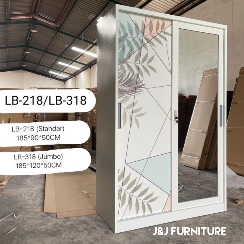 PROMO lemari besi sliding cermin lemari pakaian besi PROMO ukuran 120cm