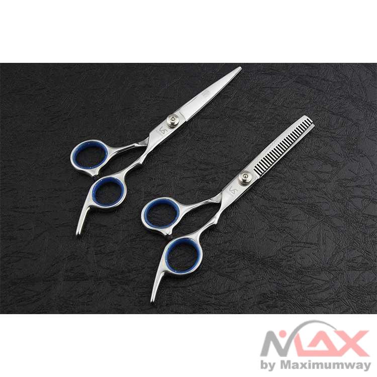 Biutte.co Gunting Rambut Salon &amp; Barbershop PROFESIONAL 6 Inch Profesional Stainless SteelBarber and hairdressing tool set flat tooth clipper curved finger rest scissors is highly polished Sharp 1 set Scissors hairdres 7.0 inch Professional pet scissors