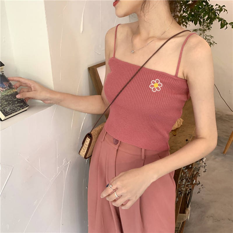 TANKTOP FLOWER / DAISY TANK TOP KOREAN / TANK TOP FLOWER | TANKTOP VEGA RIB FIT L-6