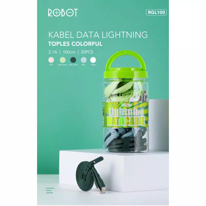Kabel Data Robot  Micro / Iphone / TypeC Lighting Fast Charging 2.1A 1 Meter