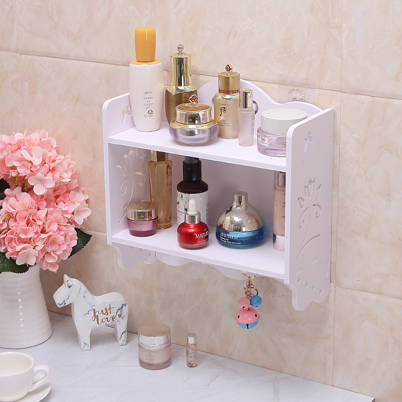 Rak toilet minimalis rak kosmetik Tempel Gantung serbaguna Organizer box multifunsi dekstop rak kamar mandi  Tempat Penyimpanan sabun sampo shampo make up kecantikan kosmetik Vintage DIY Shabby Chic Portable Kayu Murah Terbaru Tempat Tisu  serbaguna Tembo