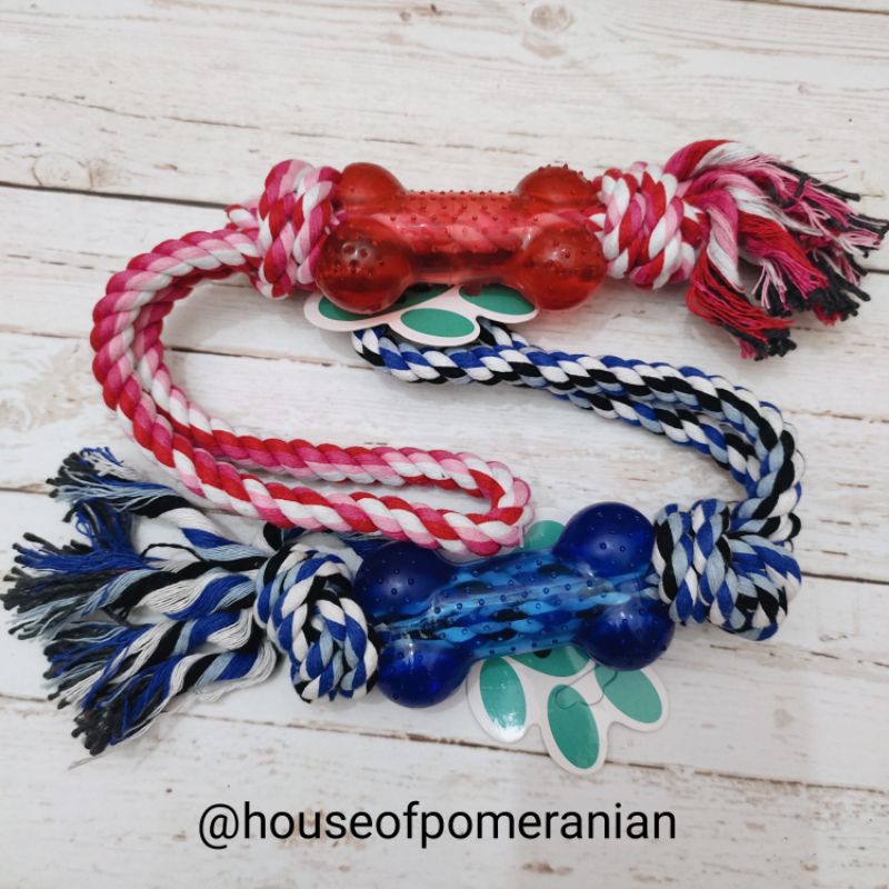 Dog rope rubber toy. Mainan anjing tali tambang tulang kunyah gigit