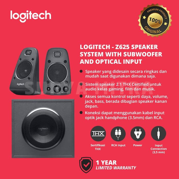 Speaker 2.1 Logitech Z625 / Z 625 THX Certified