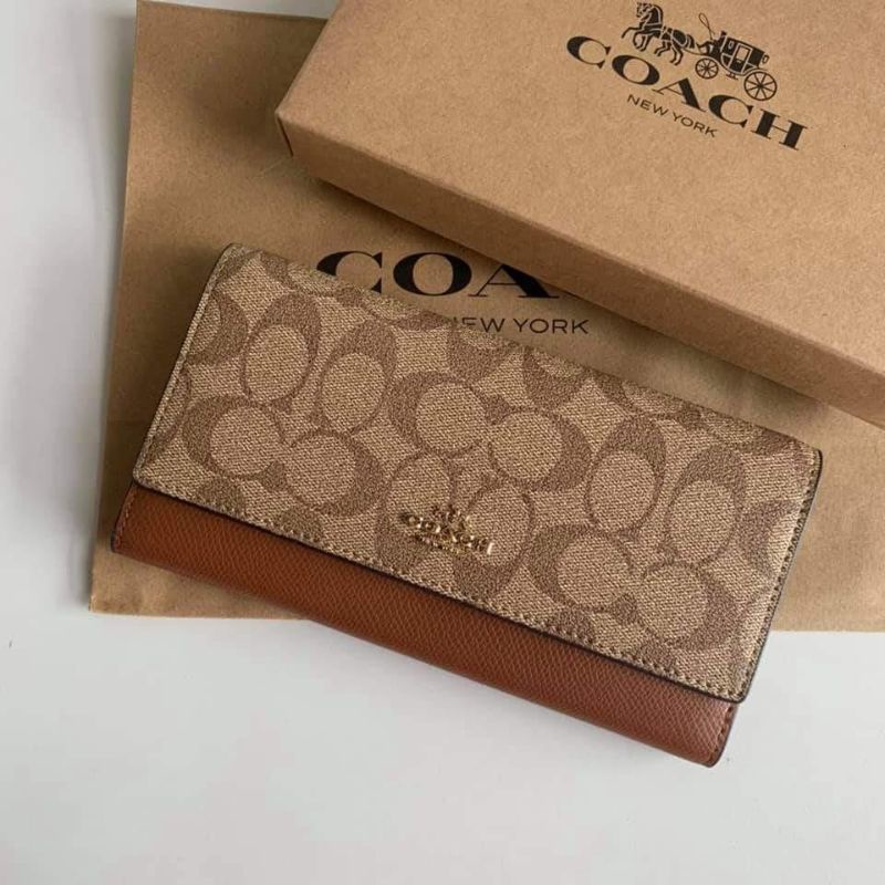 Coach Trifold Wallet In Signature Canvas(F53763)