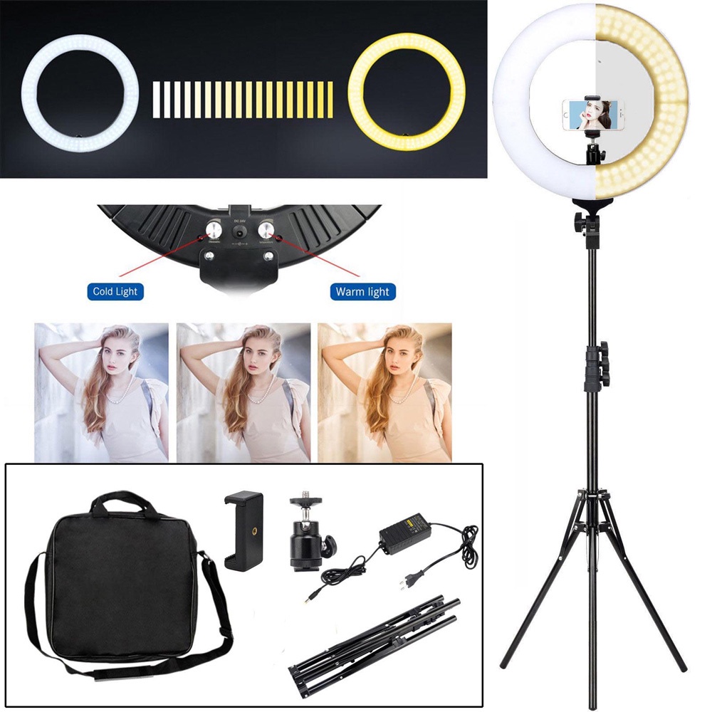 SDi7 Taffstudio Lampu Halo Ring Light Led Kamera Dslr Smartphone 65w 336 Led 12 Inch With Tripod Rl-18 By Pro