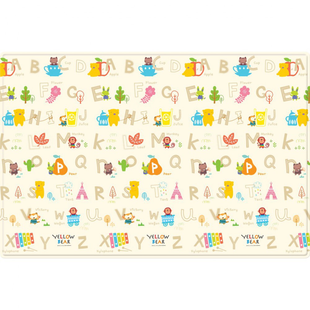 CobyHaus Playmat XL (235 x 140 x 1.6 cm) - Yellow Bear Indian ABC &amp; Special Zig Zag