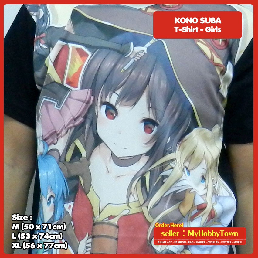 Kaos Anime Full Print Konosuba Girls Megumin Aqua