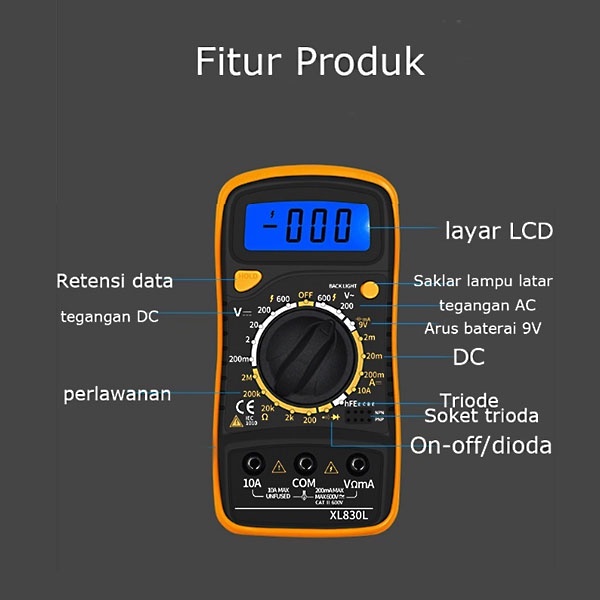 Digital Multimeter Avometer/ Multitester Digital AC DC Voltage Tester / Avometer Digital XL830L / TP-2