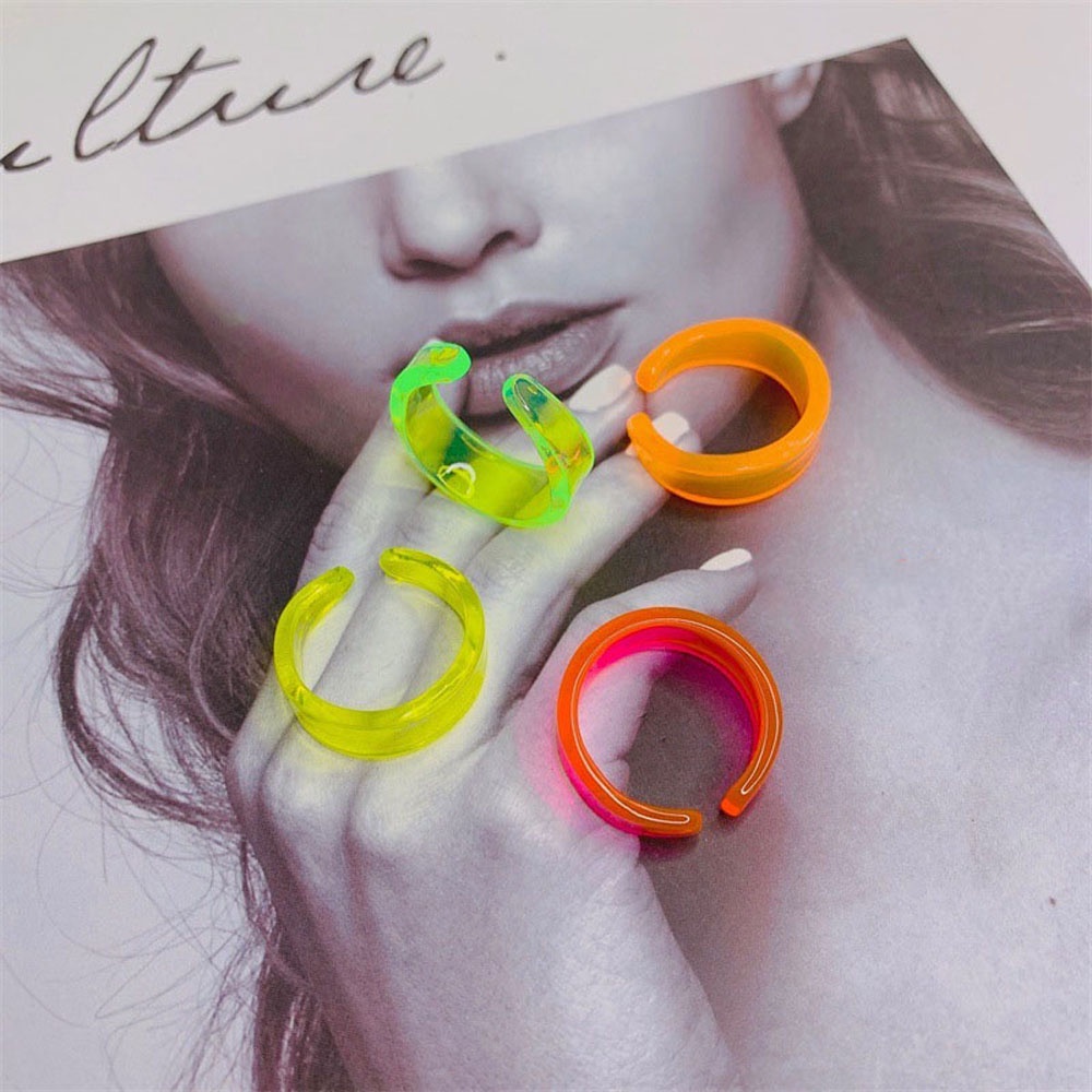 Needway  Gifts Rings New Fashion Accessories Open Finger Ring Party Jewelry Transparent Candy Color Men Women Girls Korean Joint Ring/Multicolor