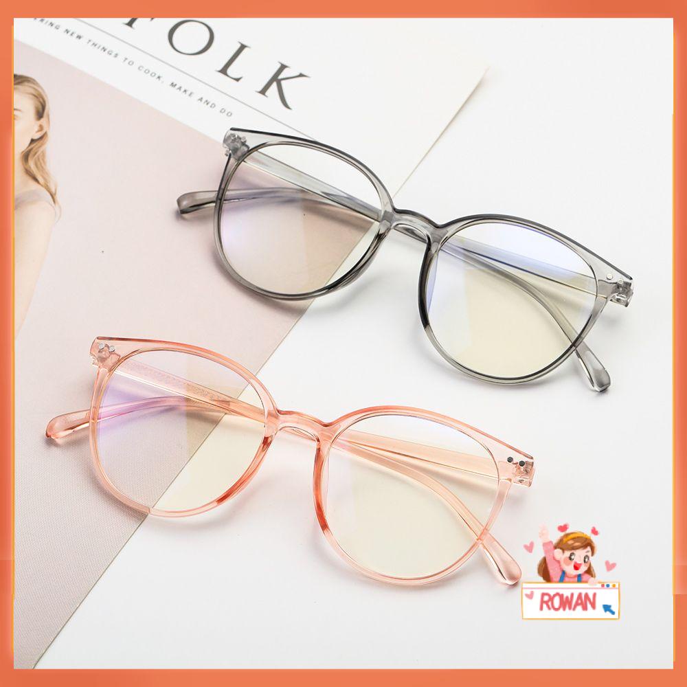 ROW Fashion Blue Light Blocking Glasses Lightweight Anti Radiation Office Computer Goggles Round Frame Oversized Clear Lens Vintage Anti Blue Light Glasses