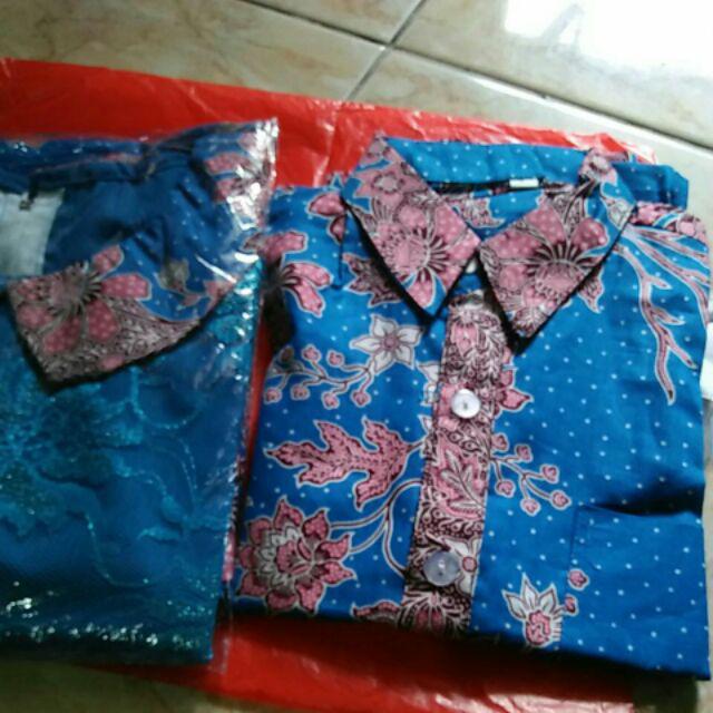 Qnunbatik Sarimbit Couple Batik Anak Terusan/dress/hem Kemeja Melati Dasar Warna