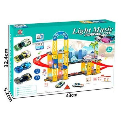 Mainan Anak LIGHT MUSIC PARKING LOT Diy Parking 52pcs 3D Parking Lot