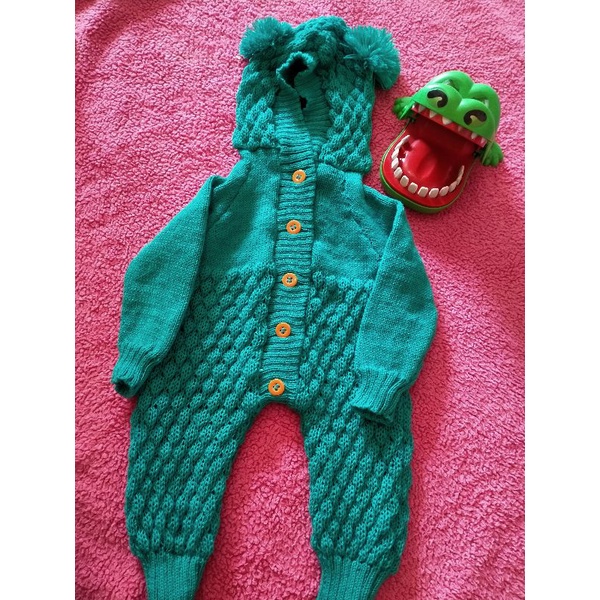 READY STOCK .JUMPSUIT BAYI/.JUMPER BAYI/Jumper Rajut Anak Bayi Lucu 0-12 bln UNISEX/Jumsuit Bayi/Baju kodok/Jumper bayi perempuan/Jumper bayi laki-laki/onepiece baby/Jumper Bayi-Hijau