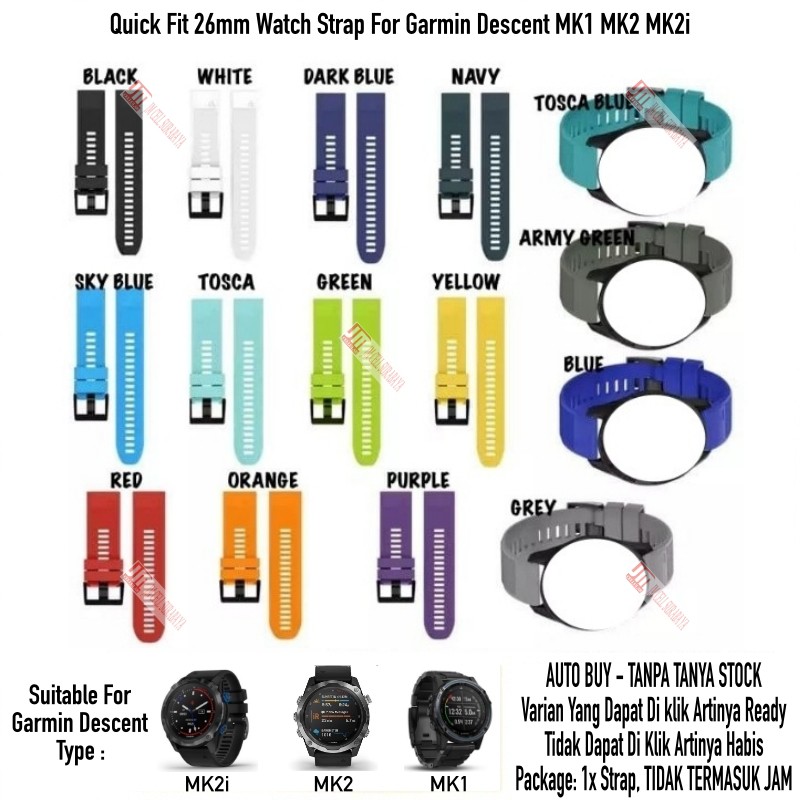 MF5X Tali Jam 26mm Quick Fit Watch Strap Garmin Descent MK1 MK2 MK2i