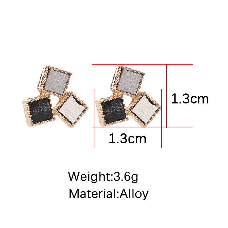 Anting-anting korea Multicolor kulit anting-anting pejantan geometris persegi