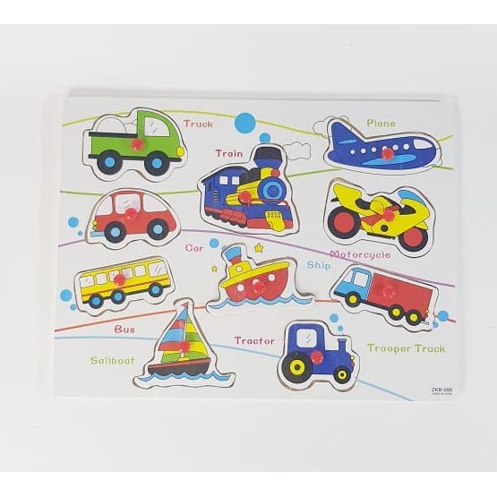 mwn.toys Puzzle Papan Kayu Transportasi