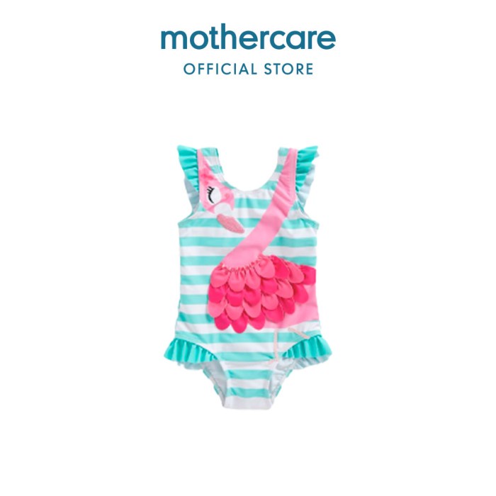 Mothercare Striped Flamingo Swimsuit - Baju Renang Bayi (Biru) - 12-18 months
