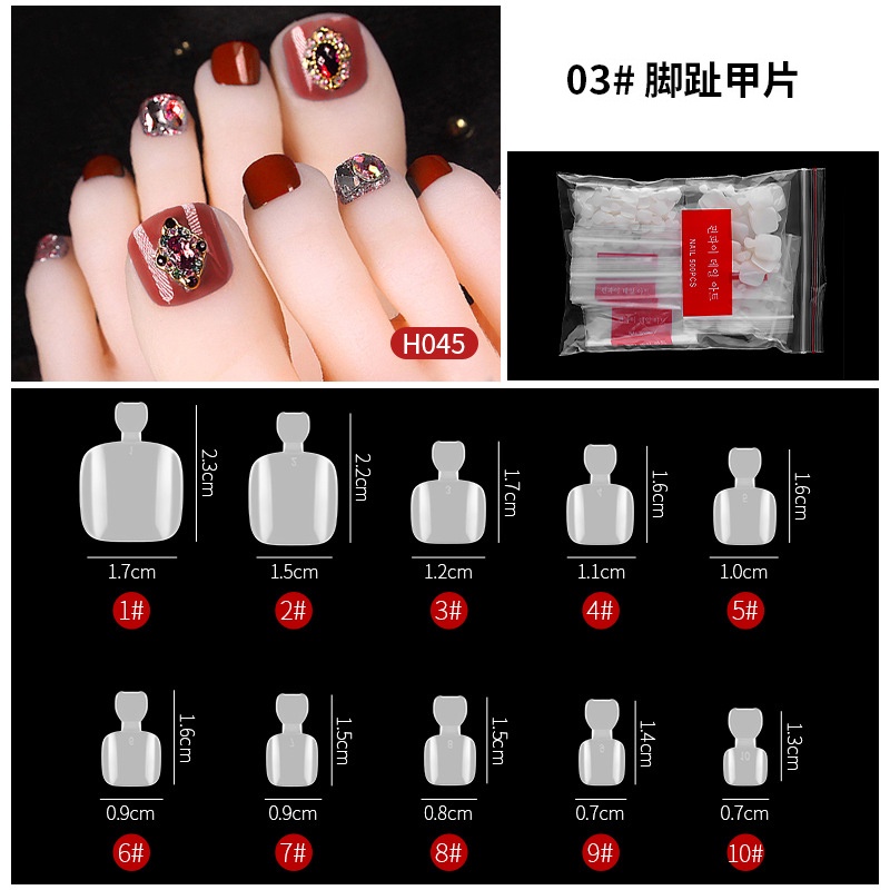 500pcs / Set Kuku Palsu Akrilik Full Cover 10 Ukuran Untuk Nail Art Diy