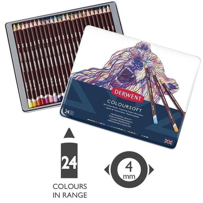 

Derwent Coloursoft Pencils Color Set 24 Tin